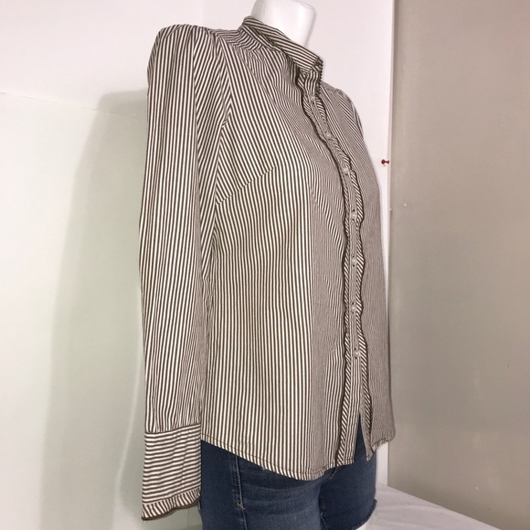 Harve Benard Peanut Brown Striped Button Up Shirt - Picture 5 of 9